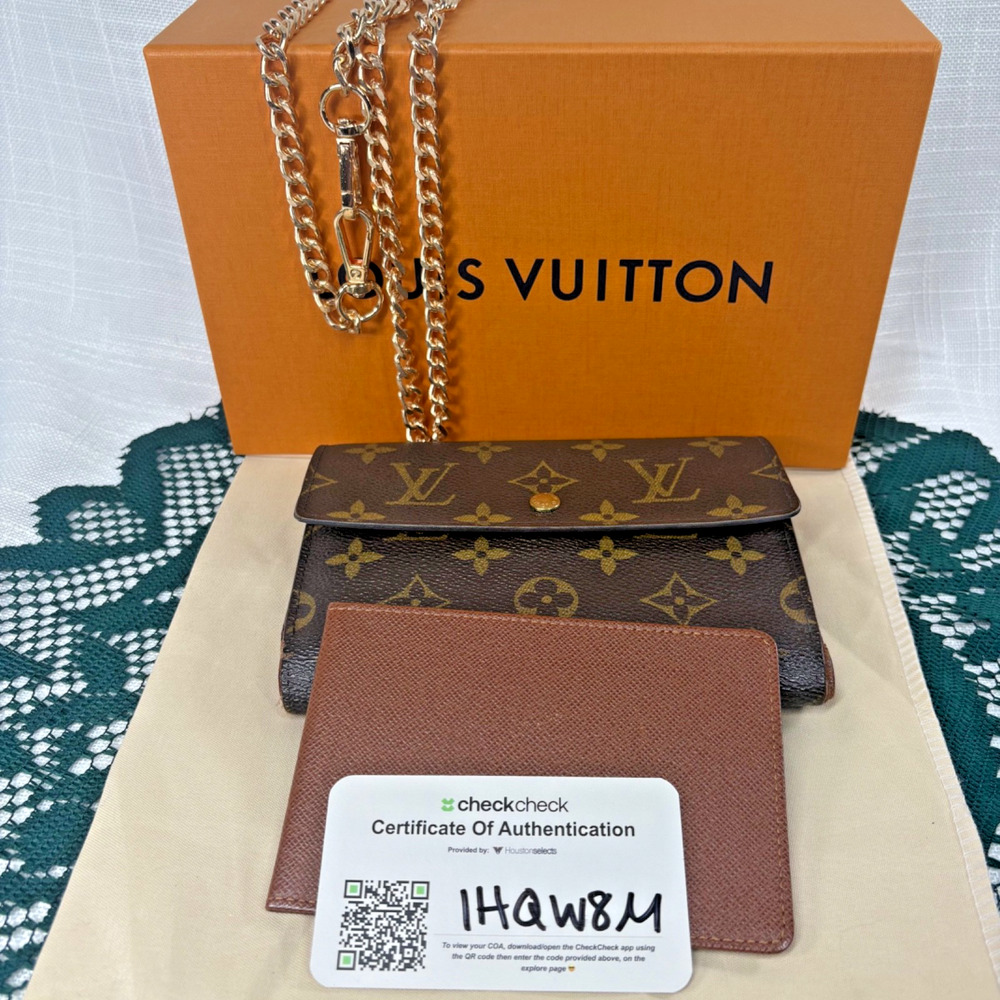 Authentic Louis Vuitton Monogram Porte Tresor Etui Papier Wallet & ID Insert COA